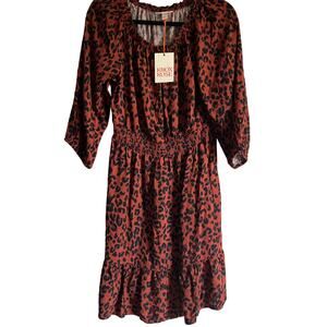 Knox Rose Women's Dark Brown Leopard Print A-Line Dress - Size Small - NWT